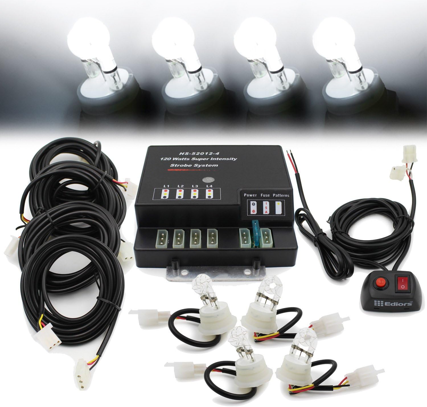 HID Bulbs HideAWay Emergency Caution Security Hazard Warning Headlight Strobe Lights Kit