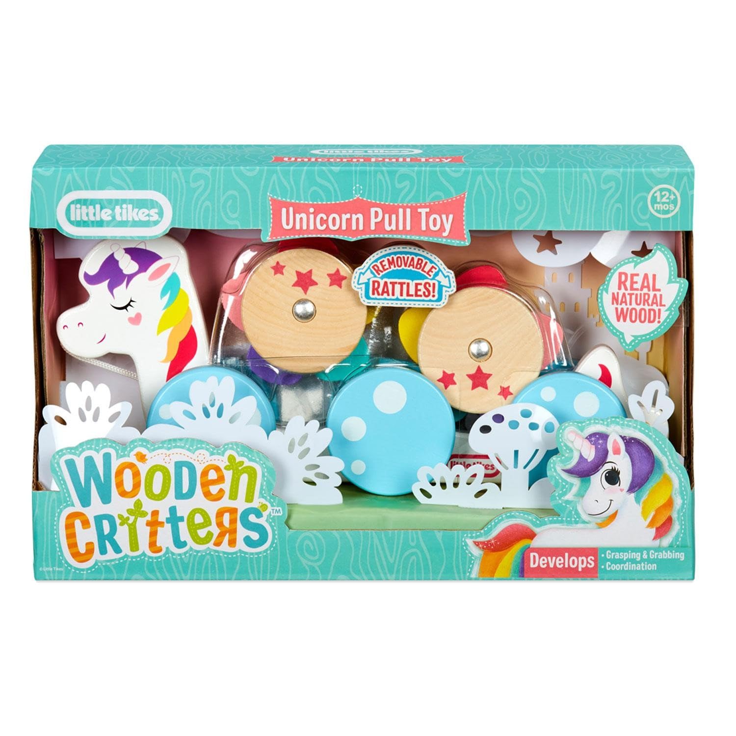 Little Tikes - Giocattolo da Trainare in Legno - Con 2 Pezzi Rimovibili - Sviluppa le Abilità Motorie e la Coordinazione - Unicorno