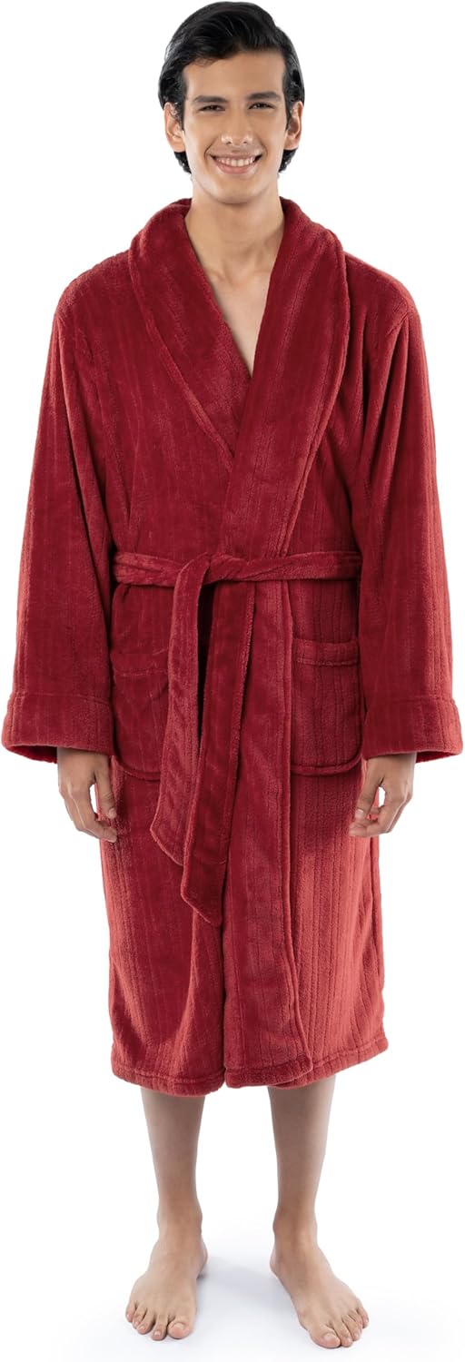 IZOD Men's Comfort-soft Fleece - Drop Needle Bathrobe