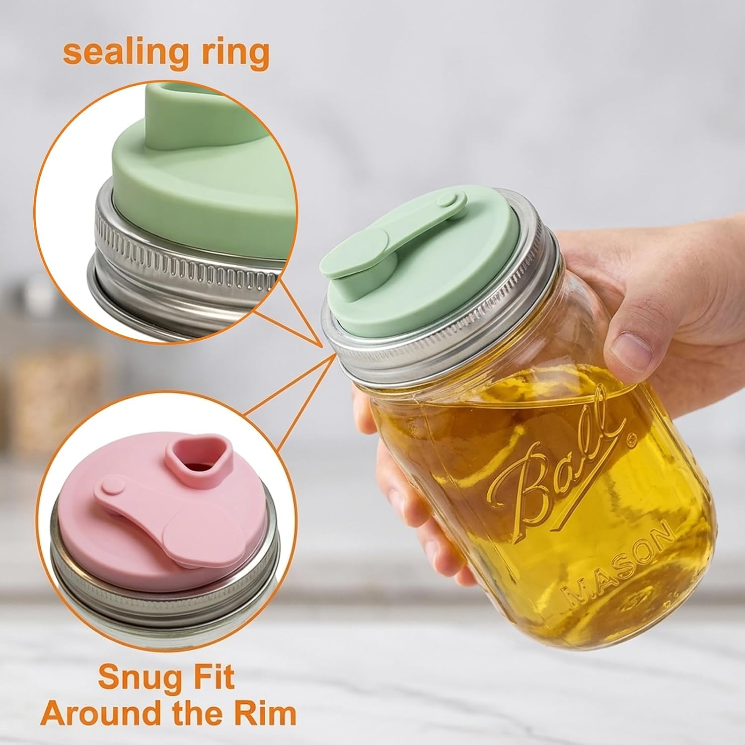 4 Pack Fit Wide Mouth Jars of Various Ounce,Mason Jar Coffee Lid, Mason Jar Drinking Lids, Mason Jar Sip Lid, Stainless Steel Mason Jar Lids, Mason Jar Lids for Drinking