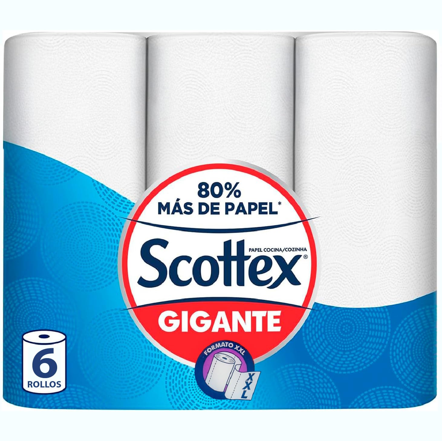 Scottex Papel de Cocina Gigante | 6 Rollos XXL con 80% Más de Papel | Rollo de Cocina Multiusos, Alta Absorción y Resistencia | Certificación FSC | Formato Ahorro | Rollo de Cocina Multiusos, Alta Absorción y Resistencia | Certificación FSC | Formato Ahor
