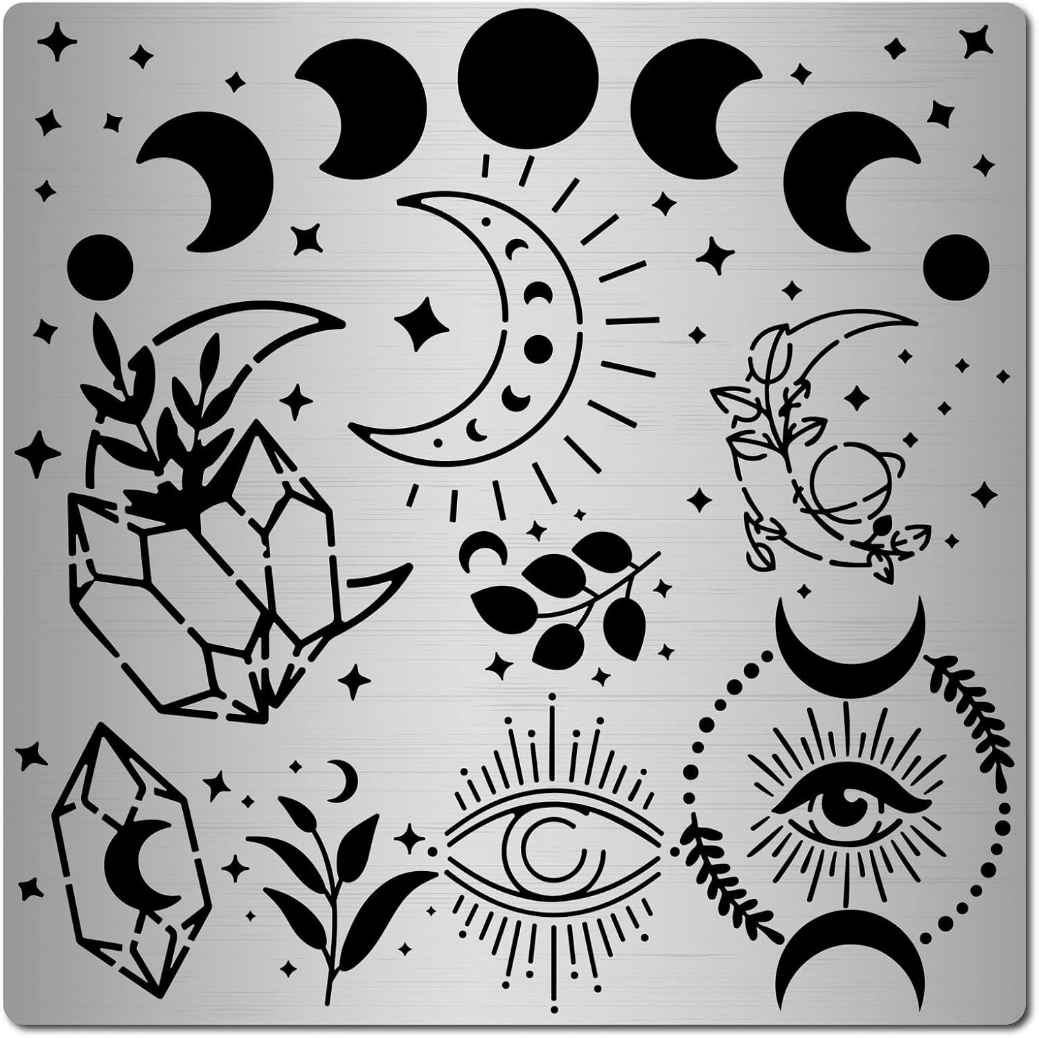 GORGECRAFT 6 3 Inch Metal Moon Phase Stencil Stainless Steel Template gorgecraft-6-3-inch-metal-moon-phase-stencil-stainless-steel-template