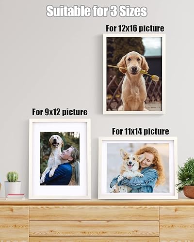 Miniatura 5 de Egofine Marcos de fotos de 12 x 16 pulgadas de madera maciza con plexiglás, para exhibir imágenes de 9 x 1211 x 14 pulgadas con paspartú o de 12 x