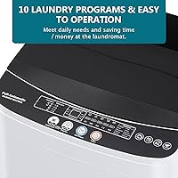 Vista 5 de Lavadora portátil de 1.9 pies cúbicos, lavadora eléctrica completamente automática con 10 programas, combo compacto de lavado y centrifugado de ropa