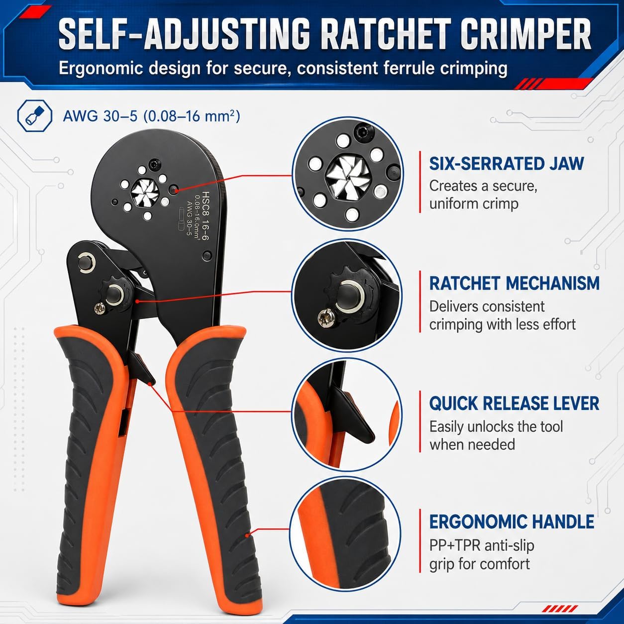 Ferrule Crimping Tool Kit – 1300PCS Single & Dual Wire Ferrules, Self-Adjusting Ratchet Ferrule Crimper, Wire Ferrule Kit for Automotive, RV, Marine & DIY Electrical Projects