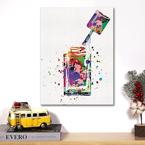 Miniatura 4 de Esmalte de uñas en acuarela, arte de pared, cosméticos, arte de uñas, lienzo, pintura, maquillaje, uñas, salón de belleza, decoración de pared,