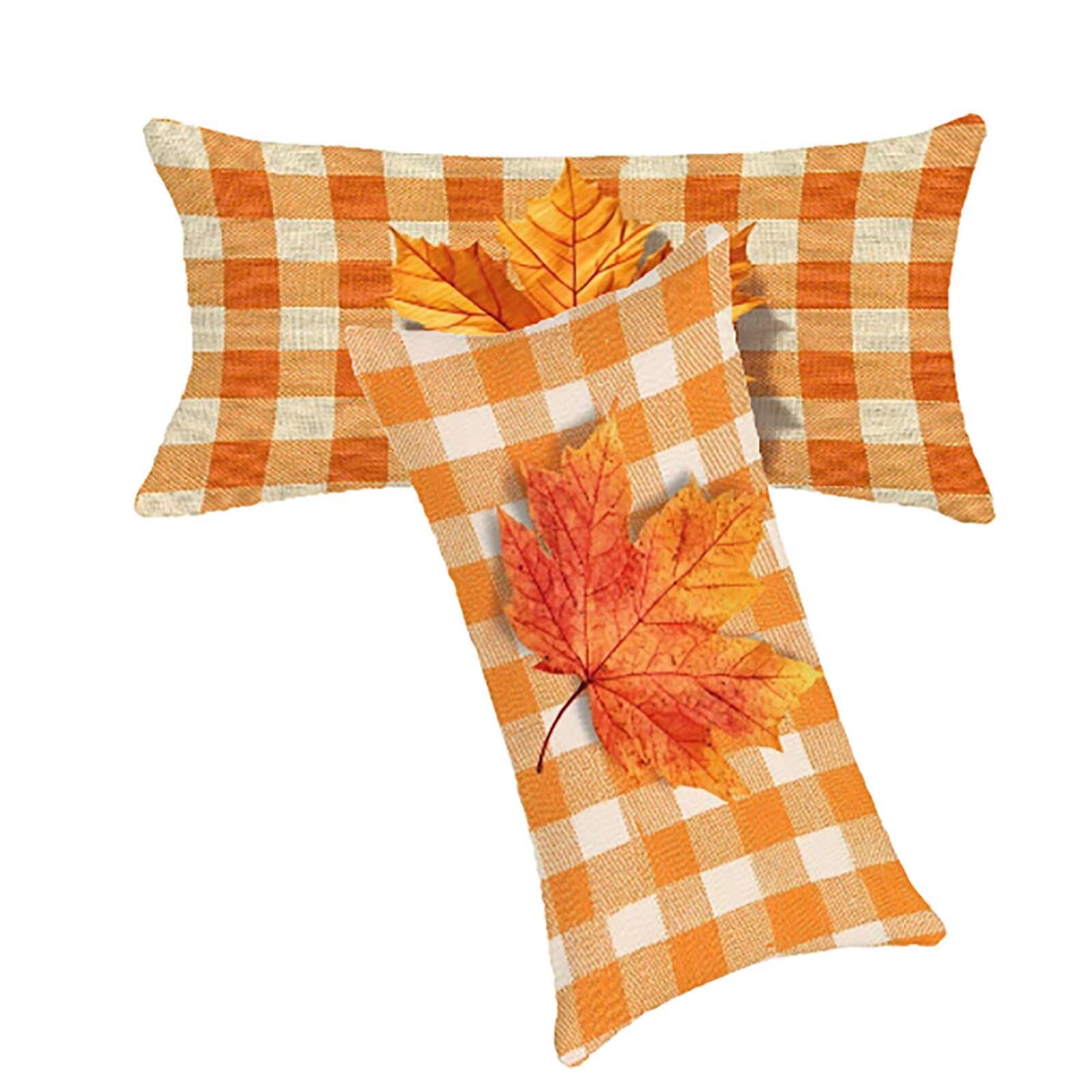 Poszewki na poduszki w kolorze pomarańczowym 70 x 90 cm beżowe poszewki na poduszki na zewnątrz lniane poszewki na poduszki 2-pak dwustronny nadruk miękkie oddychające można prać w pralce, do salonu