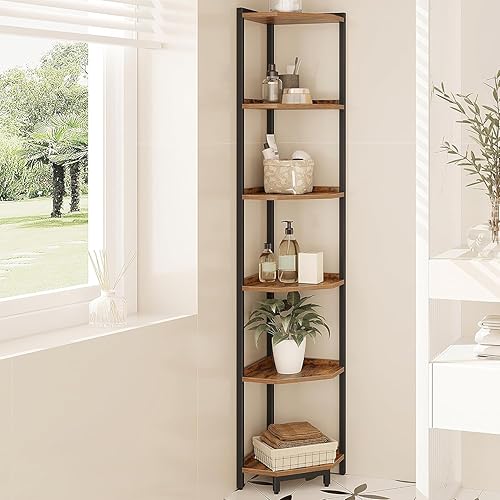 Corner Shelf Stand, Corner Bookshelf, Storage Standing Shelf Unit with