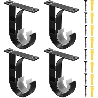 4 x Curtain Rod Holders Curtain Rod Brackets Curtain Rod Holder Ceiling Bracket Curtain Rod Metal Wall Mount Curtain Rod Holder for Curtains Clothes Rail Shower Rail