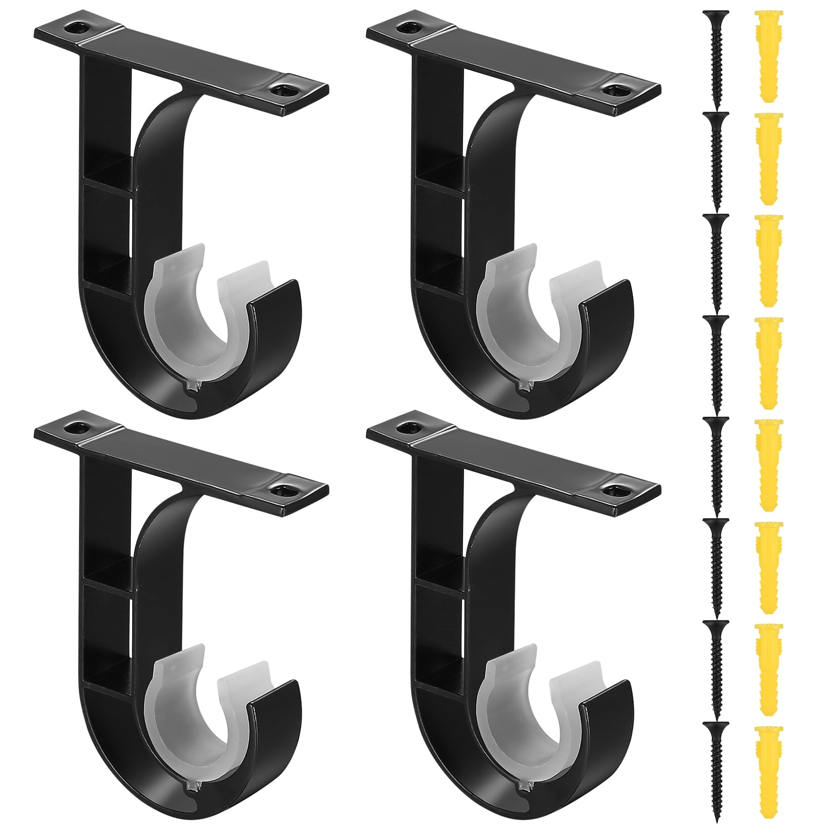 Staffa per Tenda da Soffitto 25mm-40mm Nere, Supporto Bastone Tenda 4 Pezzi