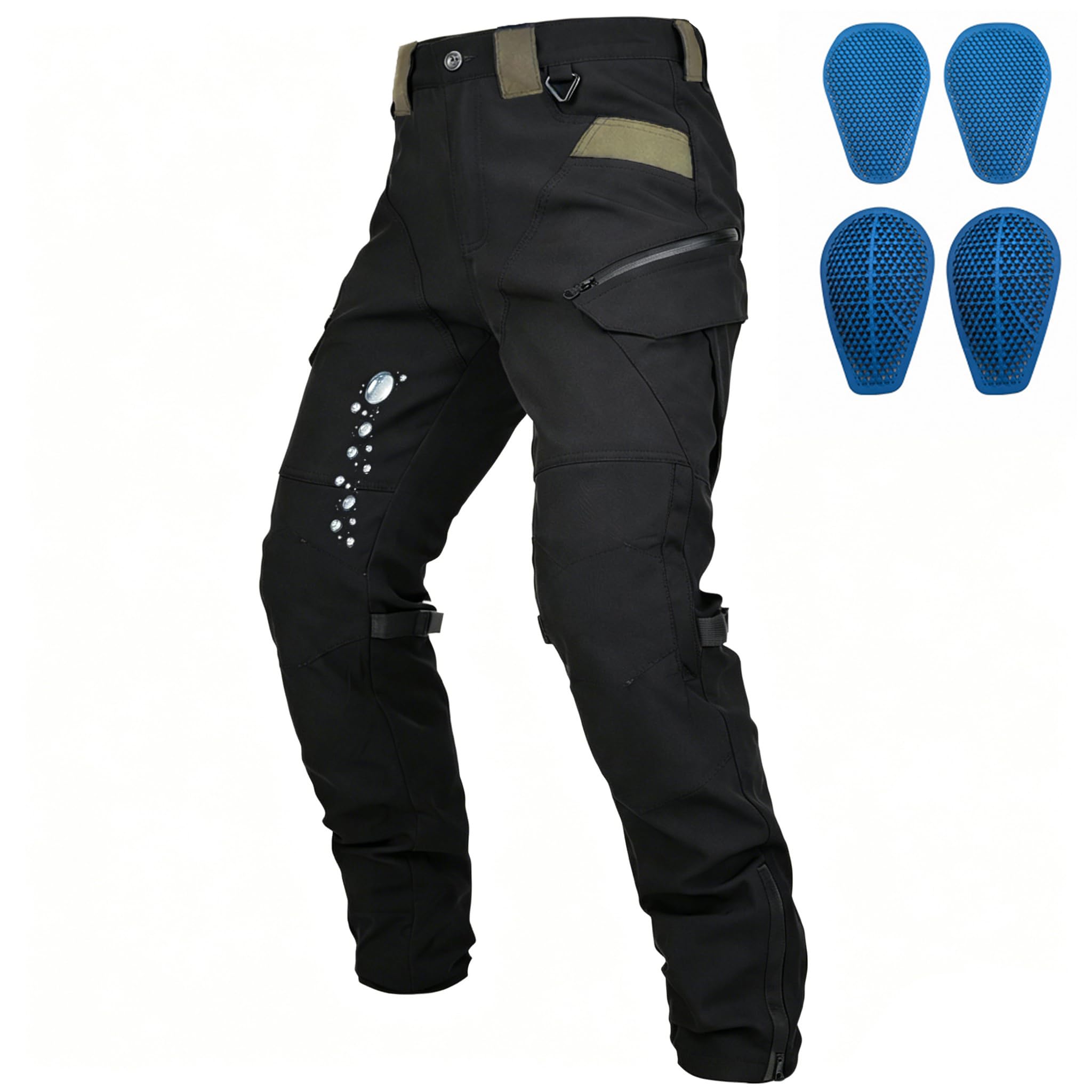 Motorradhose Herren mit CE Protektoren (Honeycomb) – Höhenverstellbar & Fixierbar, 97% Baumwoll-Stretch, Motorrad Textilhose 4-Saison Stadt, Leicht Wasserdicht & Reflektierend