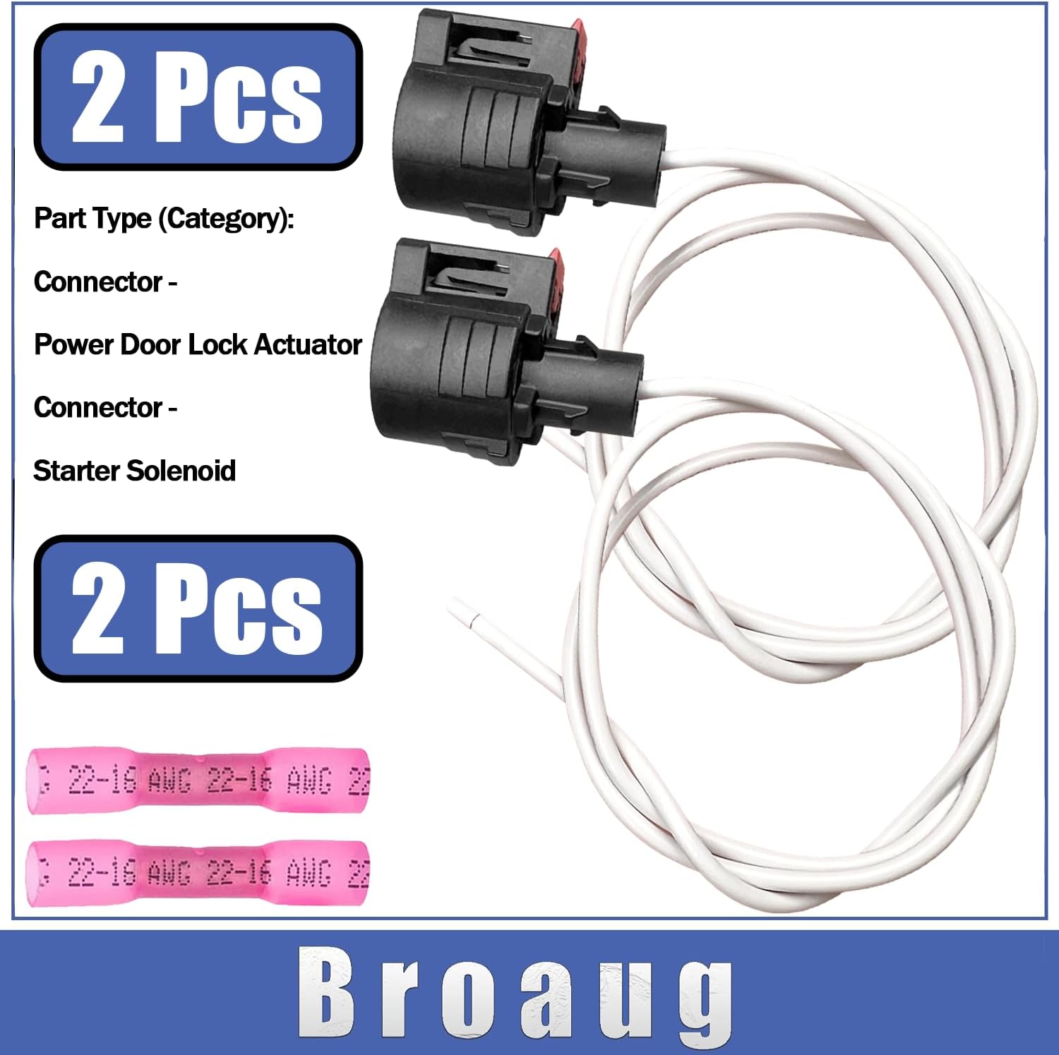 2 Pcs Auto Power Door Lock Actuator & Starter Solenoid Connector Harness, Compatible with Multiple Brands, Replace OE:19300471,S2984,PT2974,68440513AA,PT3022,CONB11452,EC2887