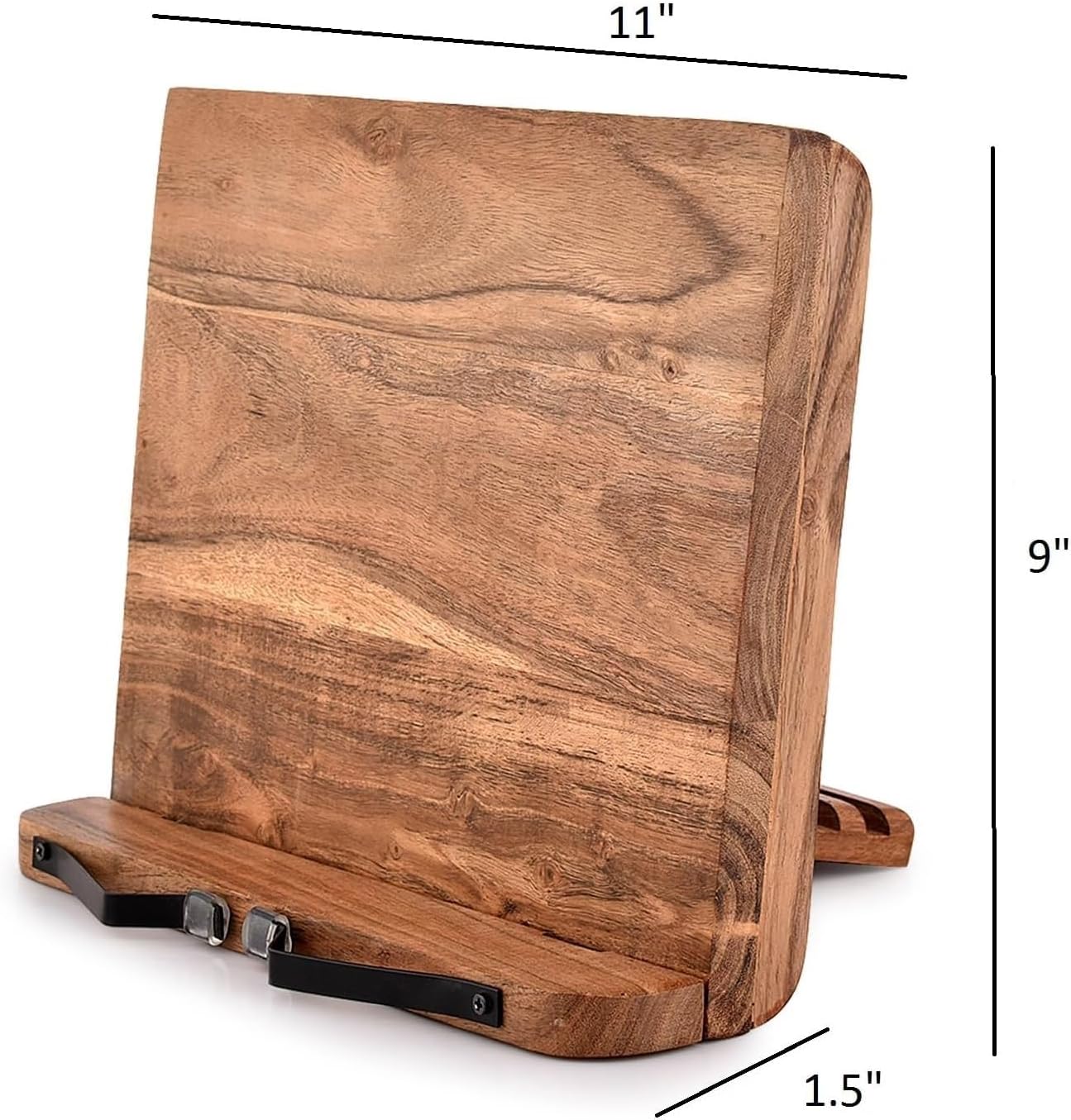 NIRMAN Acacia Wood Book Stand Adjustable Angle Reading Book Holder for Textbook, Receipe, Music Books, Tablet for Home Office Kitchen Lightweight Bookstand (11" x 9" x 1.5") - Image 6