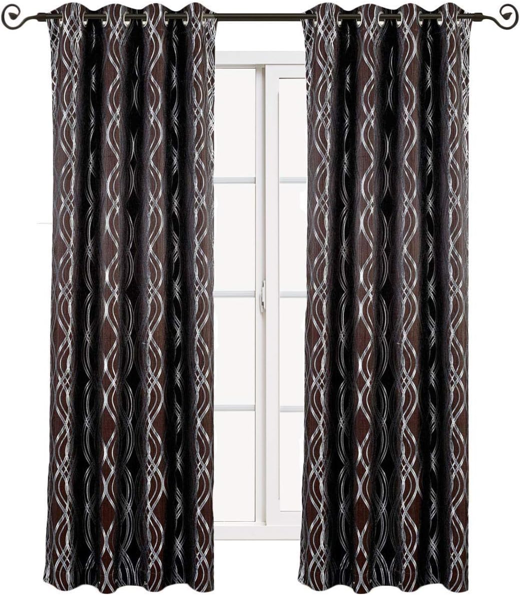 Royal Tradition Regalia 104-Inch Wide x 63-Inch Long, Set of 2 Jacquard Grommet Top Curtains, Chocolate