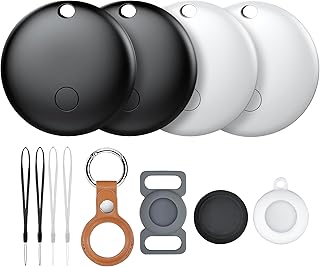 Air Tracker Tag - 4 Pack, Bluetooth Tracker Children Compatible with Apple Where is? Only for iOS, 4 Different Cases, Repl...