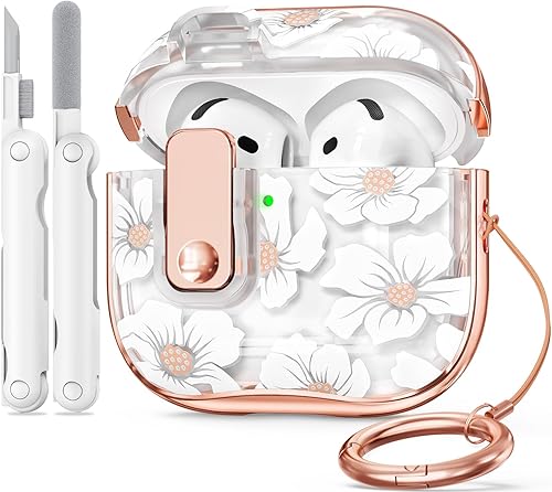Miniatura 11 de Funda para Apple AirPod Pro 3 2025 con cerradura, funda transparente de TPU floral para AirPod Pro de 3 generación para mujeres y niñas, fundas para