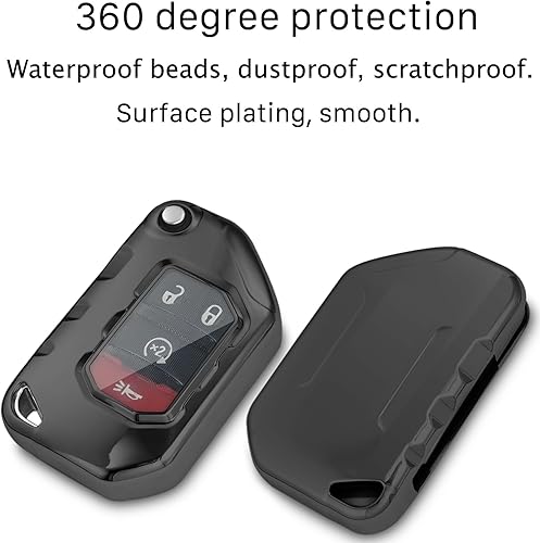 Miniatura 3 de Funda para llavero Jeep con llavero de metalcuero, funda de llave de TPU, compatible con llave inteligente remota Wrangler JL JLU Gladiator JT