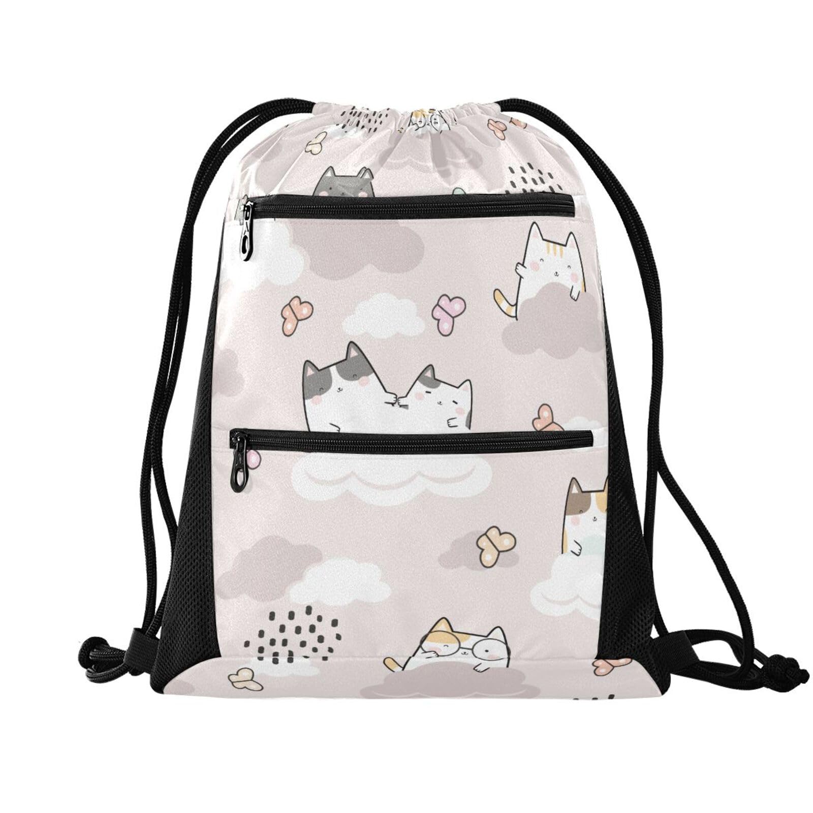 FRODOTGV Sweet Honey Pattern Cute Bees Happy Drawstring Backpack String Bag Outdoor Bag Sports Yoga Sackpack — image 1