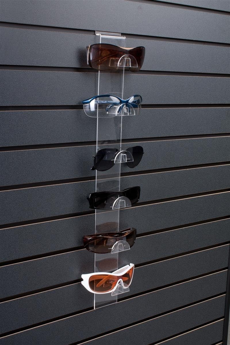 Displays2go QESLWST6PN Slatwall Sunglasses Rack Clear Acrylic Glasses Display Holders (Set of 5)