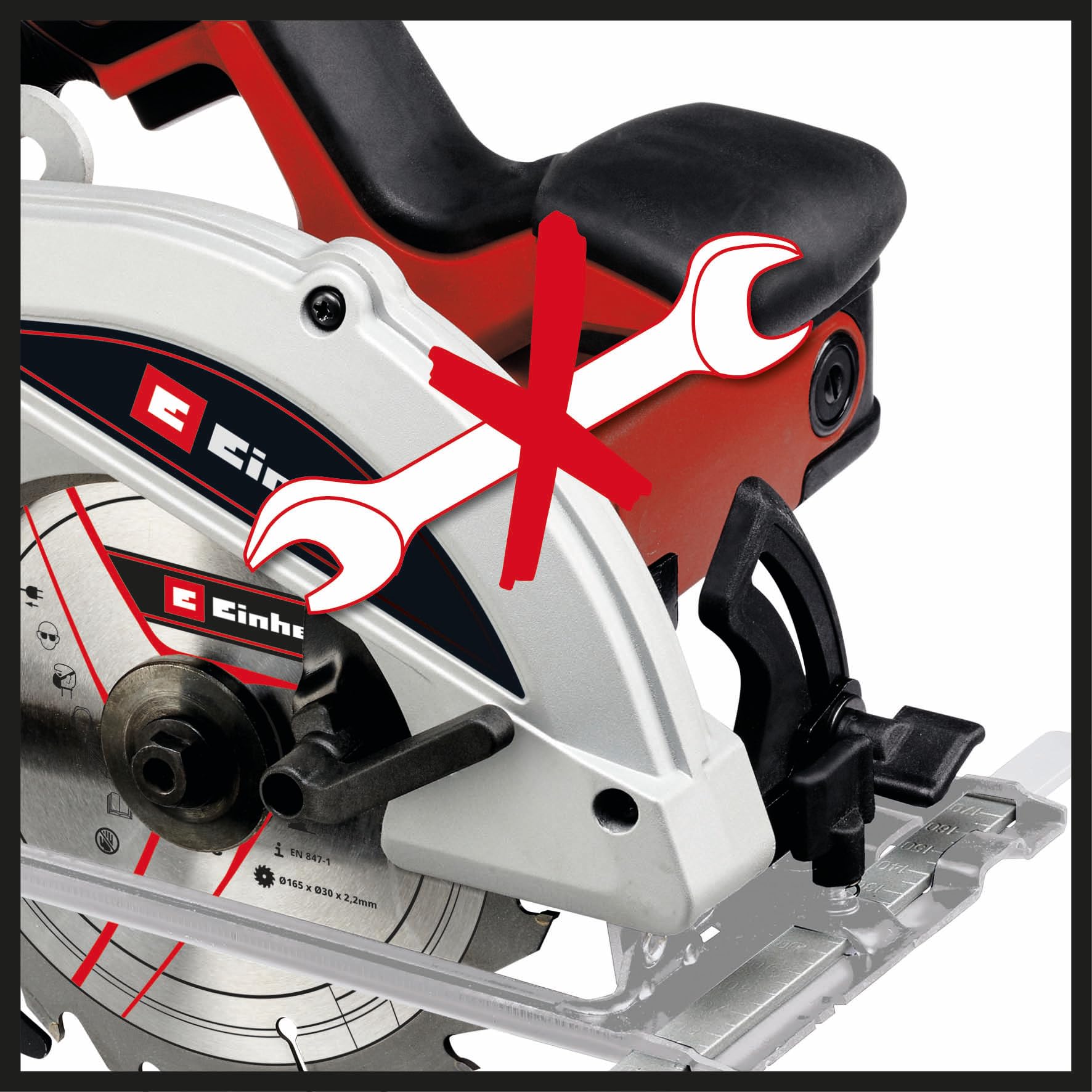 Einhell Scie circulaire Ø160 mm TC-CS 1250 (1250 W, 5500 tours p.min., réglage sans outil profondeur/l’inclinaison, poignée auxiliaire)
