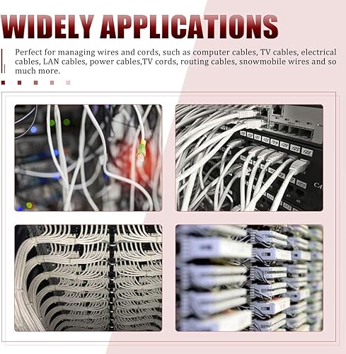 Miniatura 7 de Hilitchi 132 piezas de 6 tamaños de abrazadera de cable de plástico blanco y negro tipo R para cable de montaje de tornillo, kit surtido de clips de