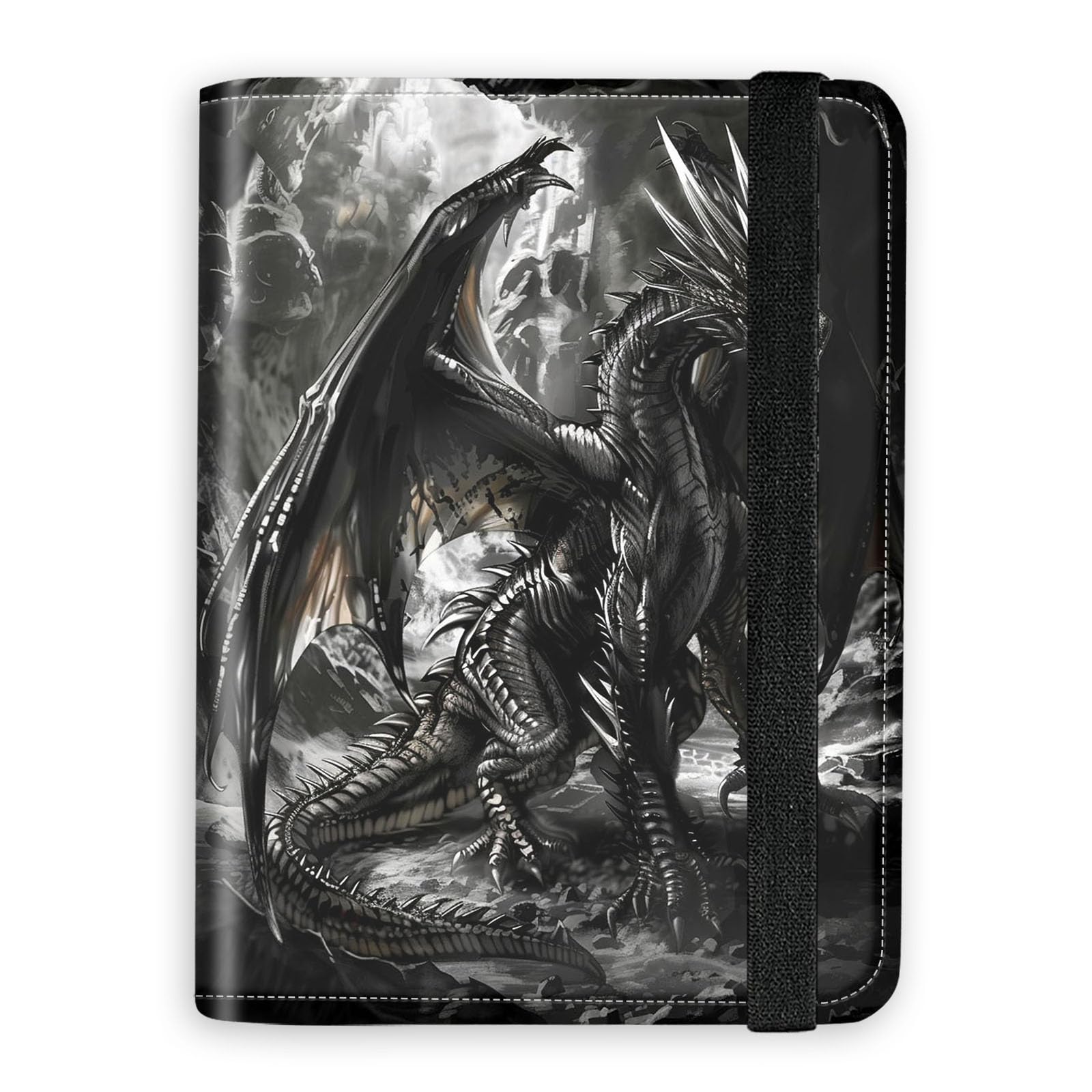 Cartera para pasaporte con bloqueo RFID, accesorios de viaje de cuero de primera calidad para mujeres y hombres, organizador seguro para tarjetas, 1, negro - dragón, 4.25 * 5.6 IN, Clásico
