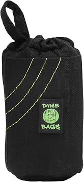 DIME BAGS - Drawstring Tube, Padded Bag, 5 Compartments, w/Carabiner Loop, Convenient, Durable Black, 10"