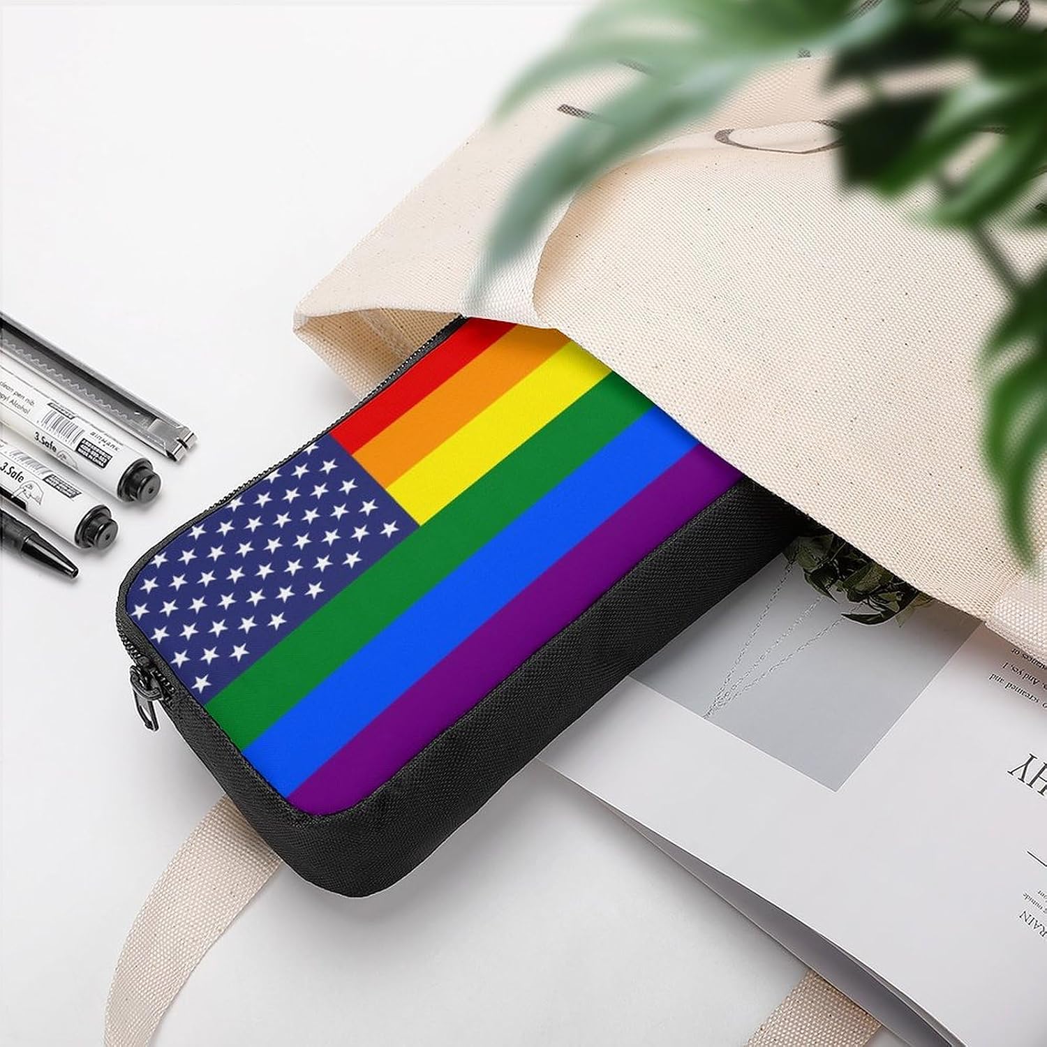 Gay Proud Flag Of USA Travel Cosmetic Bag Makeup Bag image 3