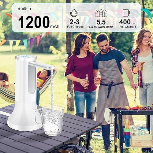 Miniatura 6 de WIFER - Dispensador de botellas de agua de escritorio con base extraíble, bomba de botella de agua plegable eléctrica portátil para botellas de 5