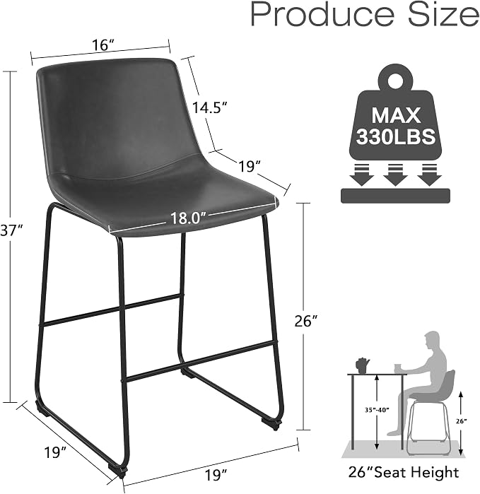 Butaco moderno con asiento de cuero sintético gris miniatura 2