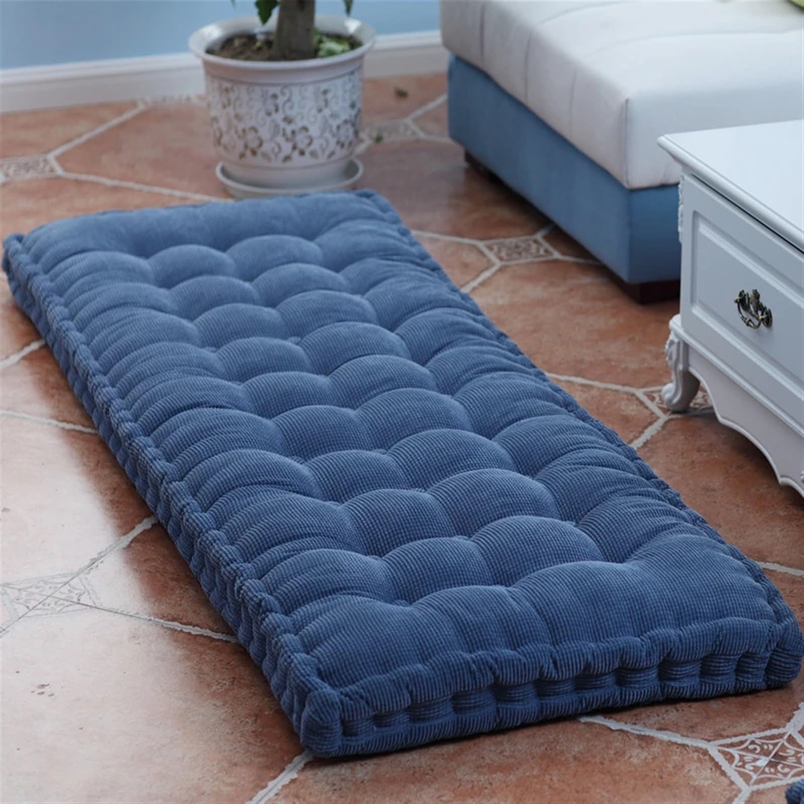 Cuscino spesso per sedia da giardino, in tinta unita, 55 x 150/55 x 165 cm, per interni ed esterni, grande cuscino per pavimento (colore 06, 42 x 118 cm)