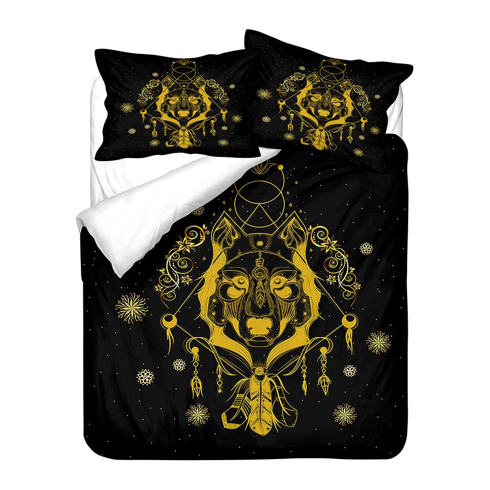 Housse de couette loup 3D effet bronzant en tissu microfibre doux