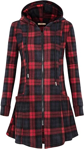 Miniatura 8 de Miusey - Sudadera larga con capucha y cremallera estilo túnica con frente abierto para mujer