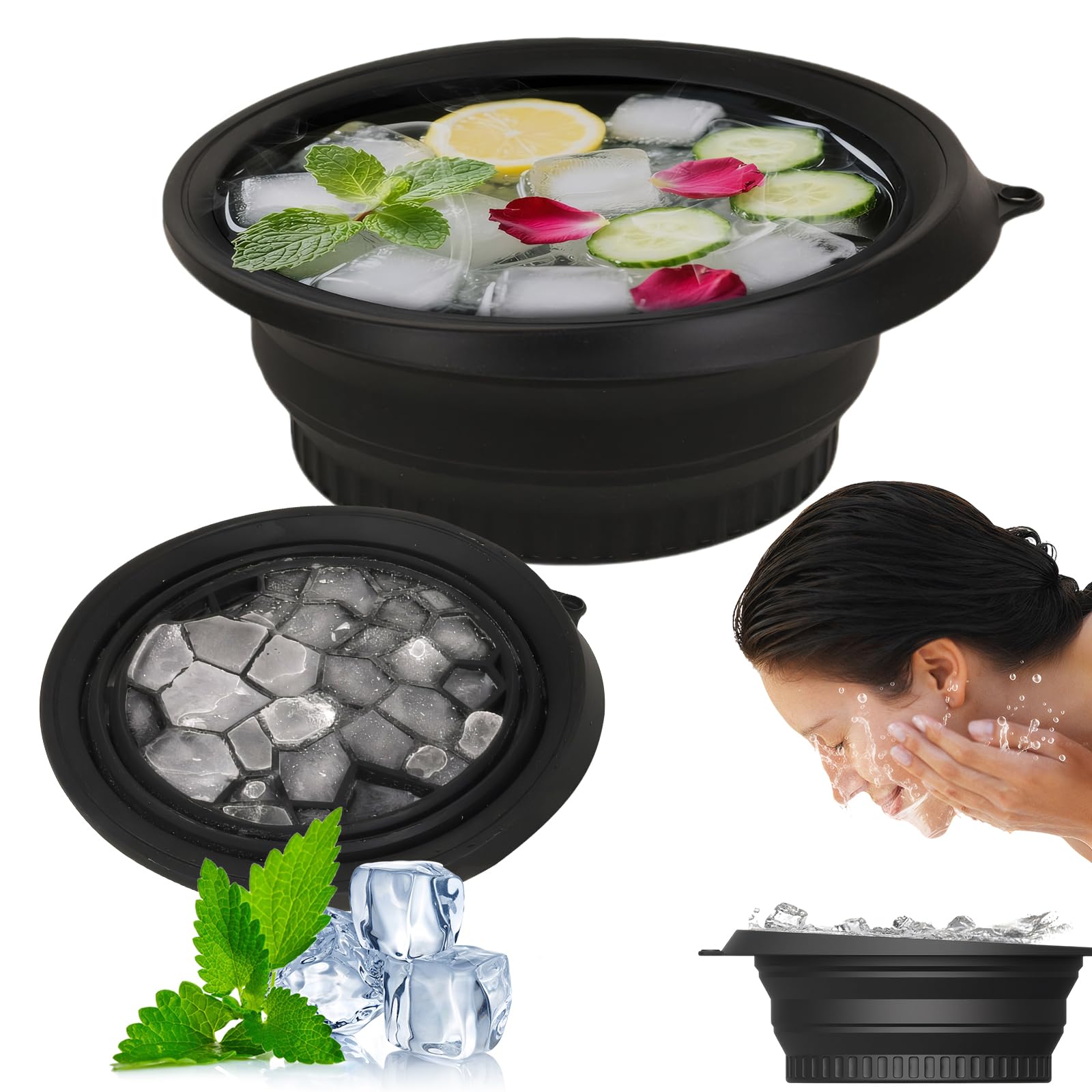 YQCXK Ice Bowl for Face Quick Cooling Foldable Wash Basin,Cosmetic Beauty Tool