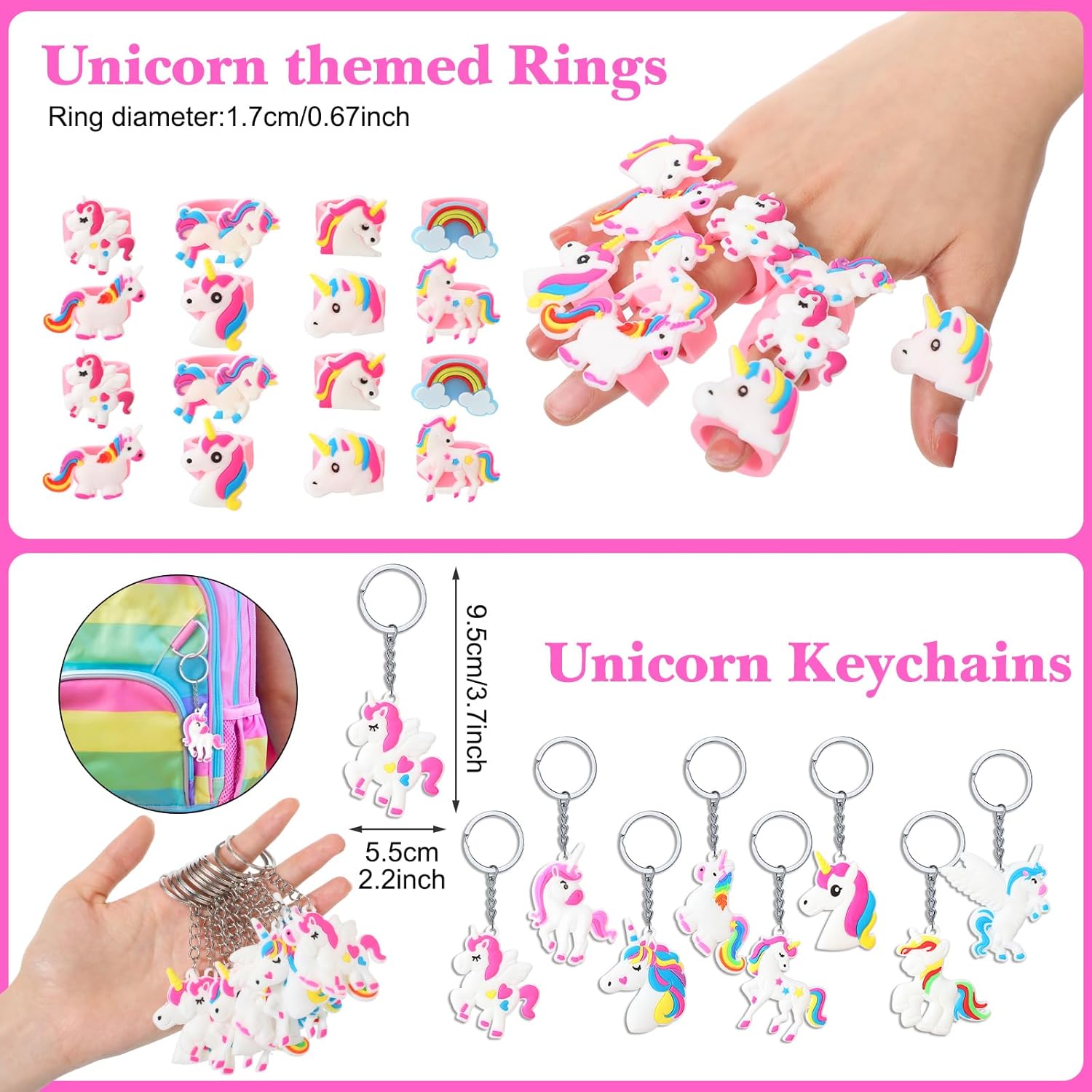 178 Pcs Unicorn Party Favors Bulk for 16 Kids Unicorn Birthday Party Supplies with Keychain Rings Stamps Bracelet Stickers Toys for Girls Birthday Valentines Classroom Prizes Piñata Goodie Bag Stuffer