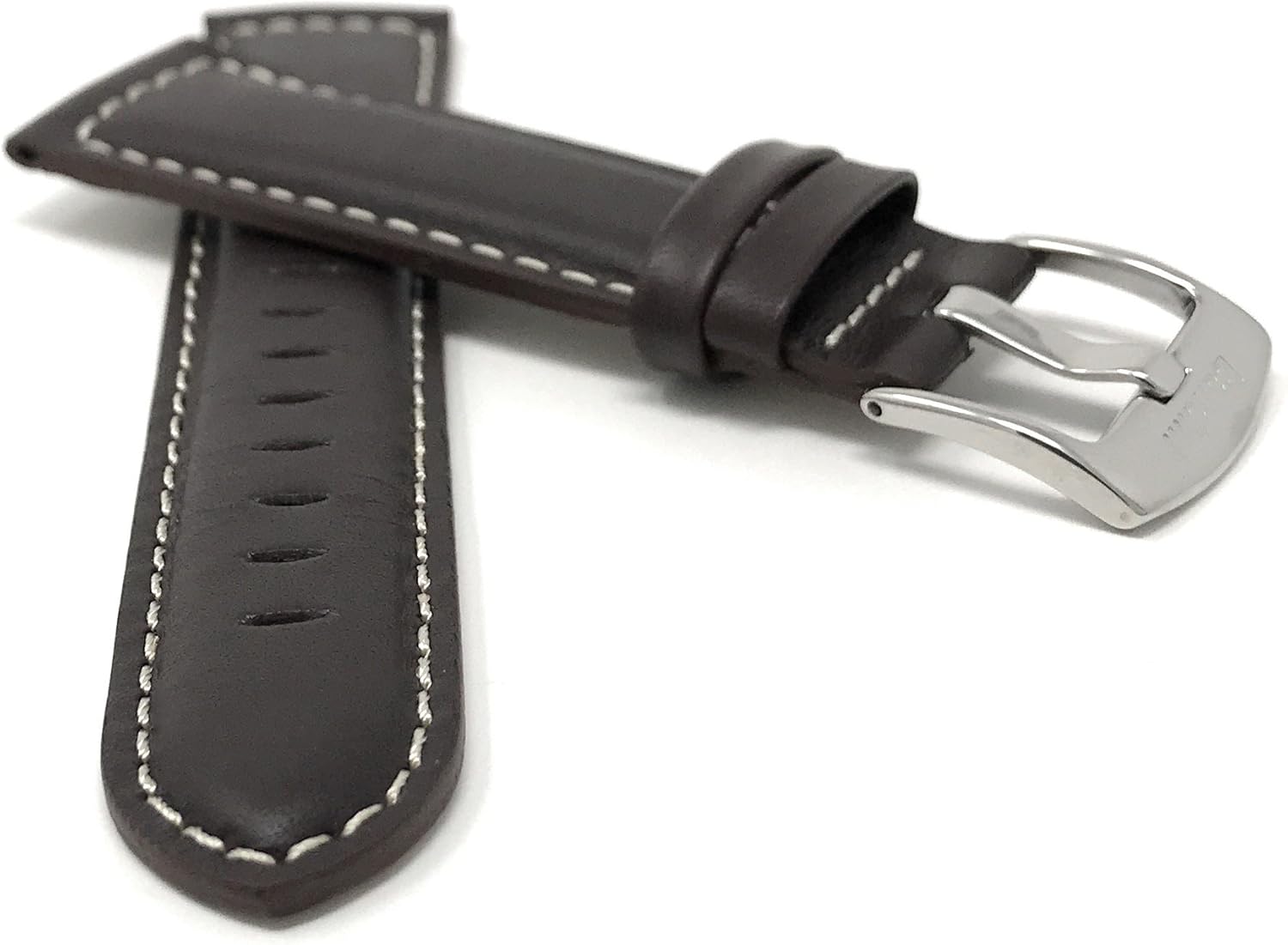 Bandini Mens XL Extra Long Leather Watch Band or Regular Strap, Classic or Buffalo Pattern - 4 Colors, With or Without Stitch - 18mm 20mm 22mm 24mm 26mm 28mm 30mm Leather Watch Band for Men