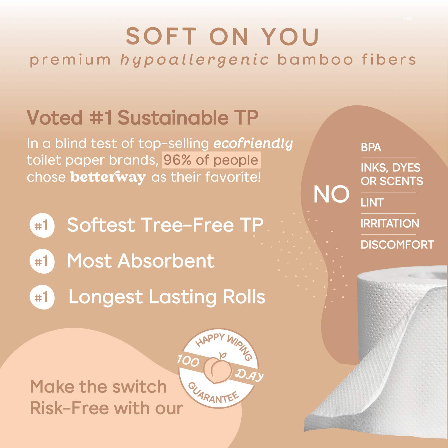 Betterway Bamboo Toilet Paper 3 PLY Eco Friendly, Sustainable Toilet