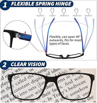3 Pack Reading Glasses for Men Blue Light Blocking with Spring Hinge