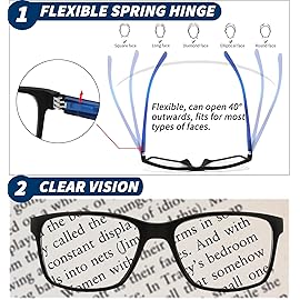 JJWELL 3 Pack Reading Glasses for Men Blue Light Blocking with Spring Hinge, Anti Eyestrain/Dryness/UV Large Wide Square Readers for Men, Two Tone Computer Reader Glasses Eyeglass(4.0 Strength)