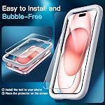 JETech Screen Protector for iPhone 15 6.1-Inch with Camera Lens Protector, Bubble Free, Easy Installation Tool, Tempered Glass Film, HD Clear, 3-Pack Each