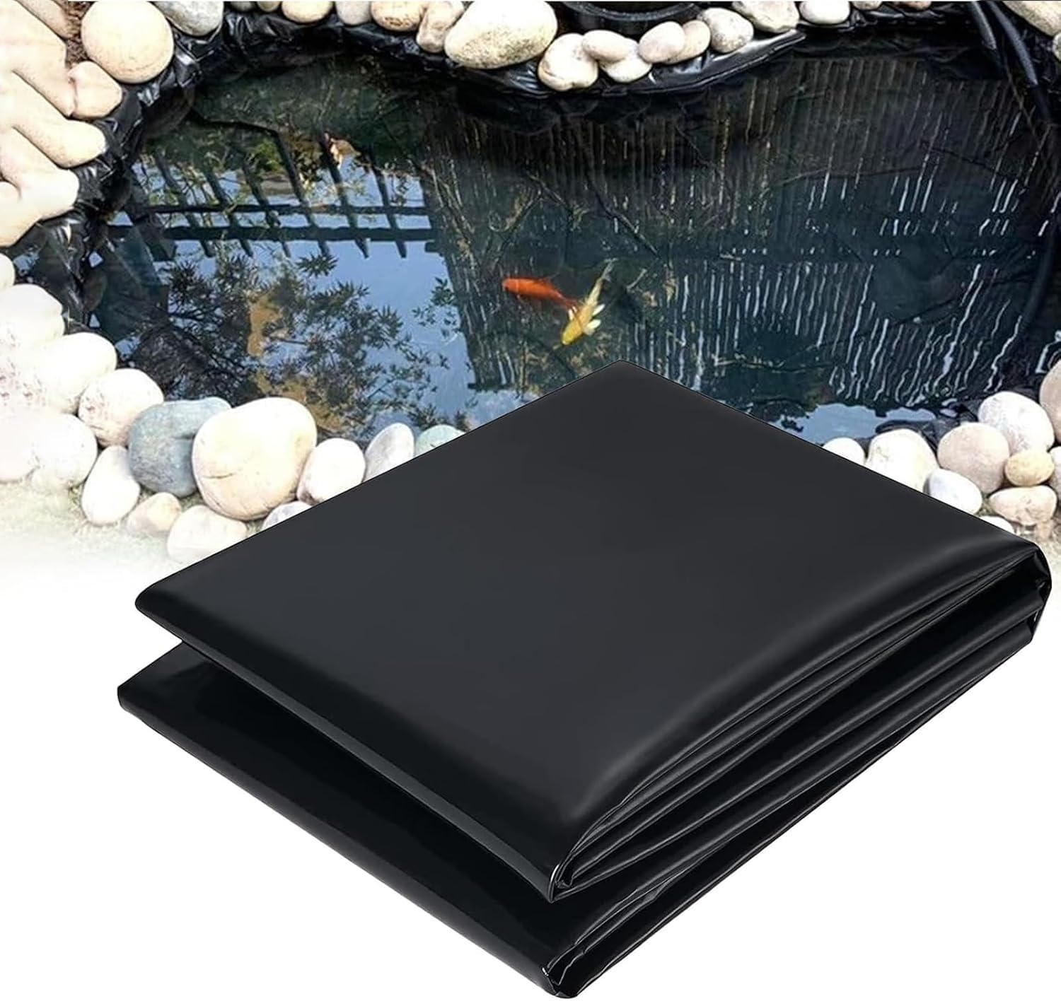 teichfolie 0.5mm, 2x2m,6x8m,4x4m,3x3m,10x10m,Schwimmteich Folie Gartenteich Teichplane schwarz, für Fischteiche, Brunnen, Wassergarten und Wasserfall (A,15m*20m)