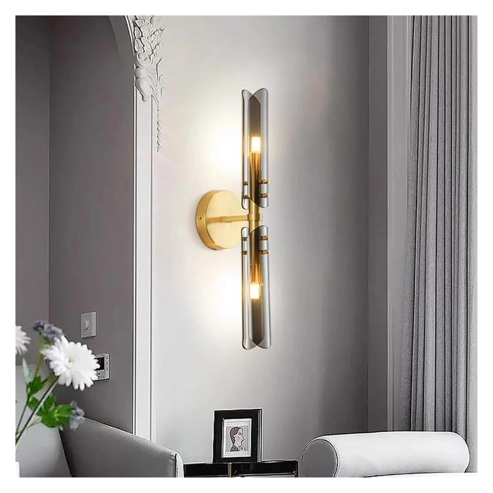 ZTCHSENZT Wall Sconces, Home Deco Luxury Copper Gold Black LED Lamp Light Wall Sconce for Corridor Bedroom Living Room,Warm light-D