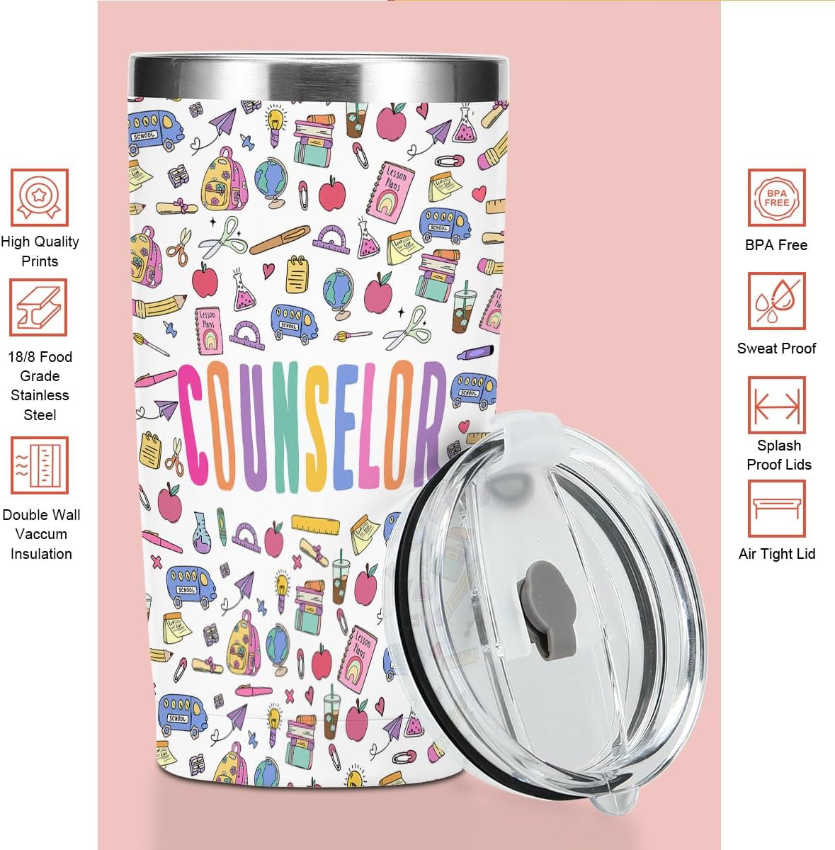 Inspirational Counselor Gifts Tumbler,Counseling Office Must Haves 20 oz Stainless Steel Coffee Mug,Travel Cup,Insulated Cup for Car, Christmas Birthday Gift for Women Men Counselor Therapist - Image 4