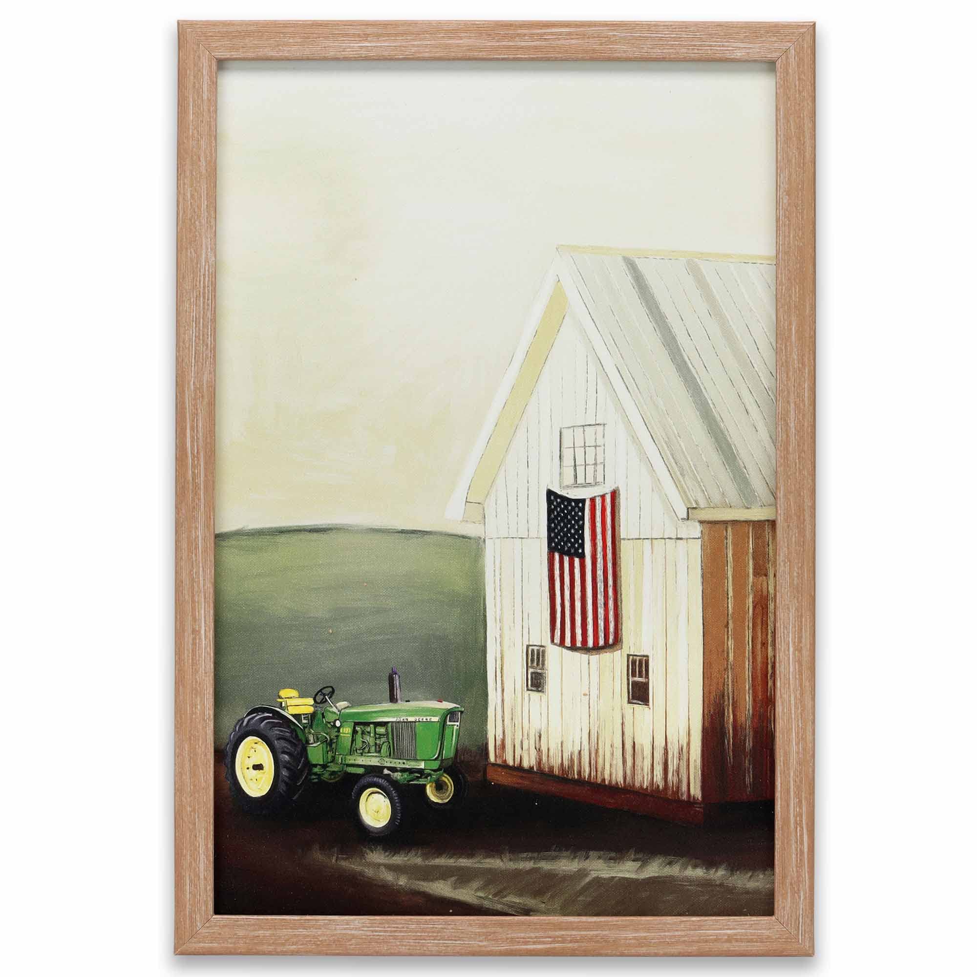 Décoration murale en bois John Deere : tableau vintage de tracteur rétro pour votre intérieur