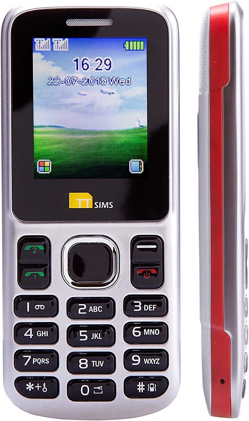 TTsims - Dual Sim TT130 Mobile Phone - 1.3MP Camera - Bluetooth - Torch Function - Radio - MP3 MP4 - Memory Card Slot - Cheapest Twin 2 Sim Phone - Pay As You Go (Vodafone, Red)