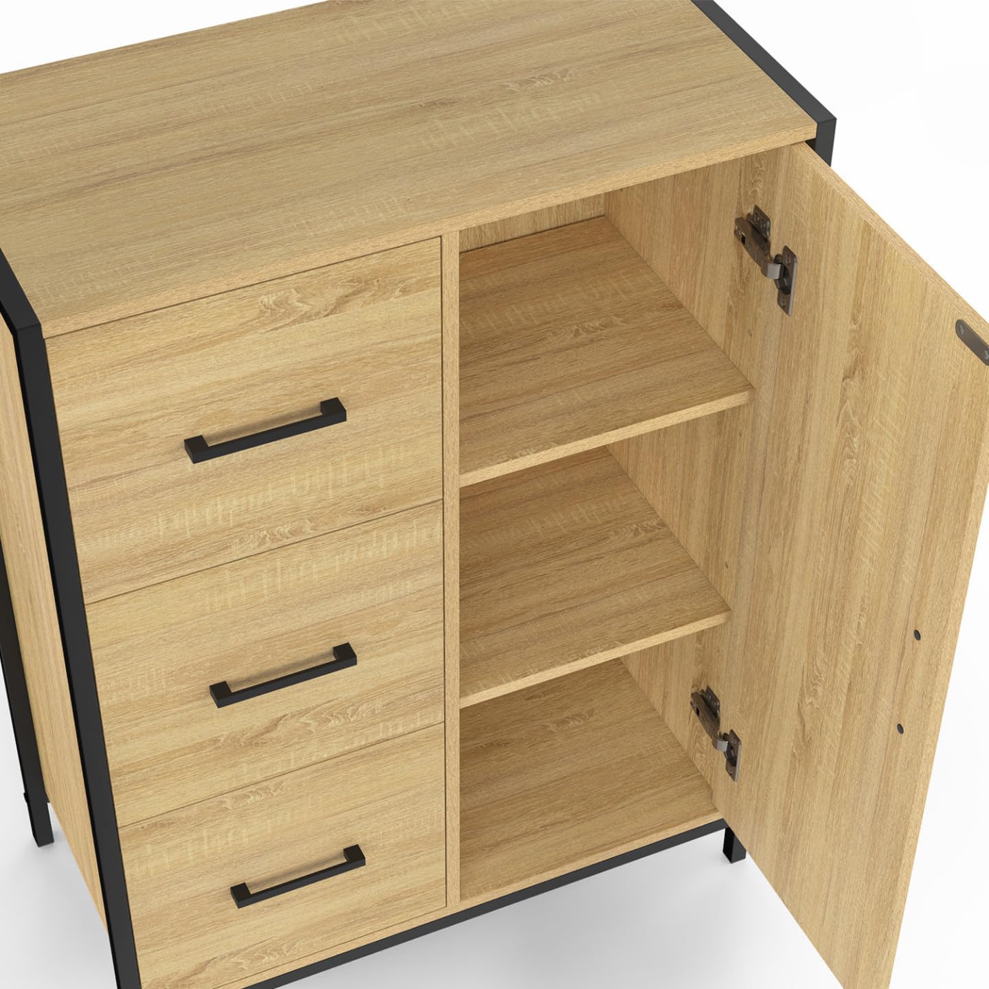 IDMarket - DETROIT Cassettiera da bagno a 3 cassetti e 1 armadio dal design industriale