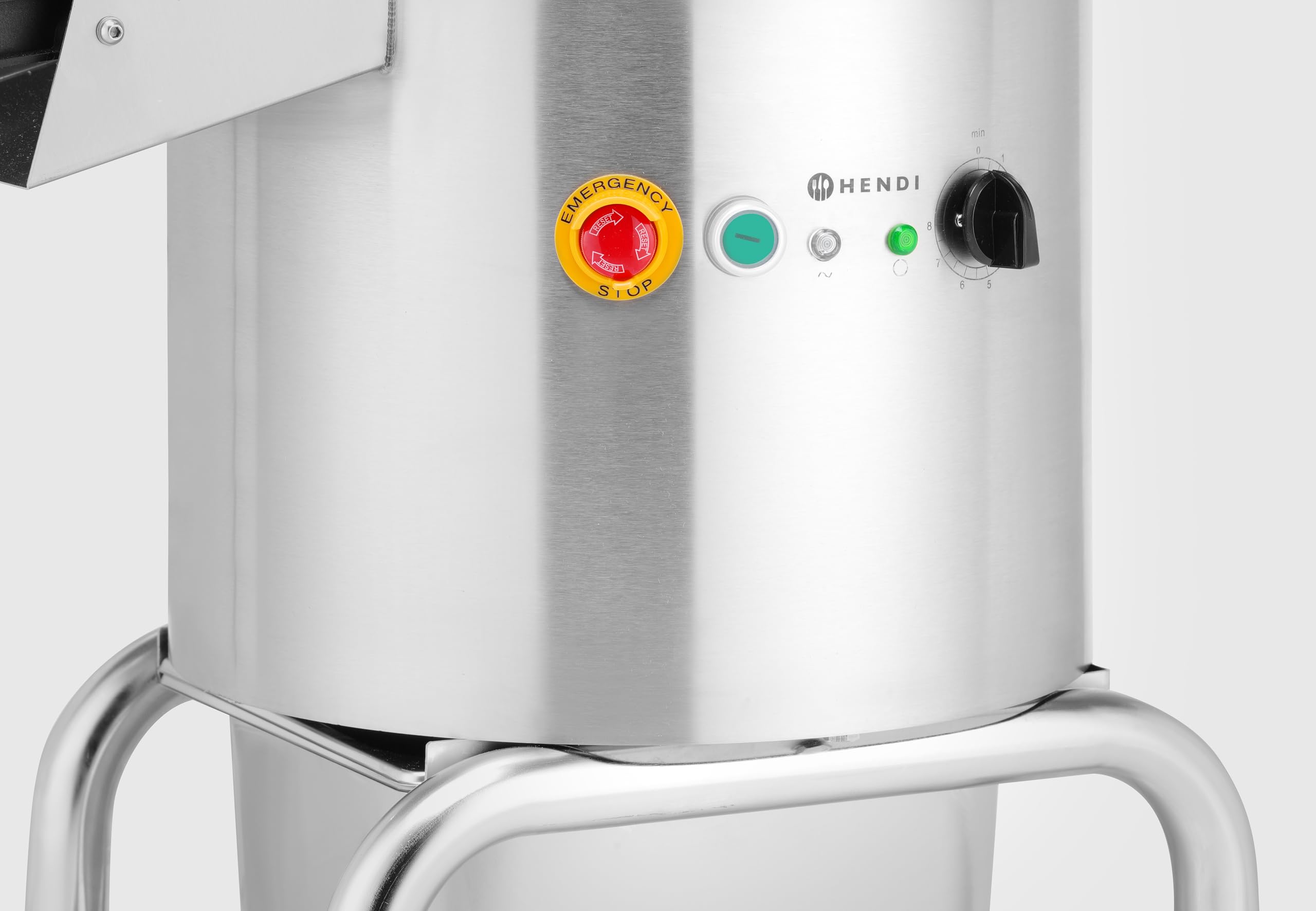 HENDI Pelapatate professionale, macchina pelapatate elettrica, 18kg per carico, capacità 240–360kg/h, peso 42,4kg, 230V, 1100W, 622x540x(H)997mm, acciaio inox
