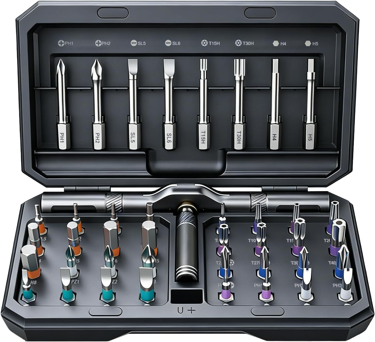 42 in 1 Magnetic Screwdriver, Screwdriver Set, Multi Bit Ratcheting Screwdriver Set with Storage Case Repair Tool Kit for Computer, Eyeglass, Bicycles, Watch, Ring Doorbell, Furniture (Grey)