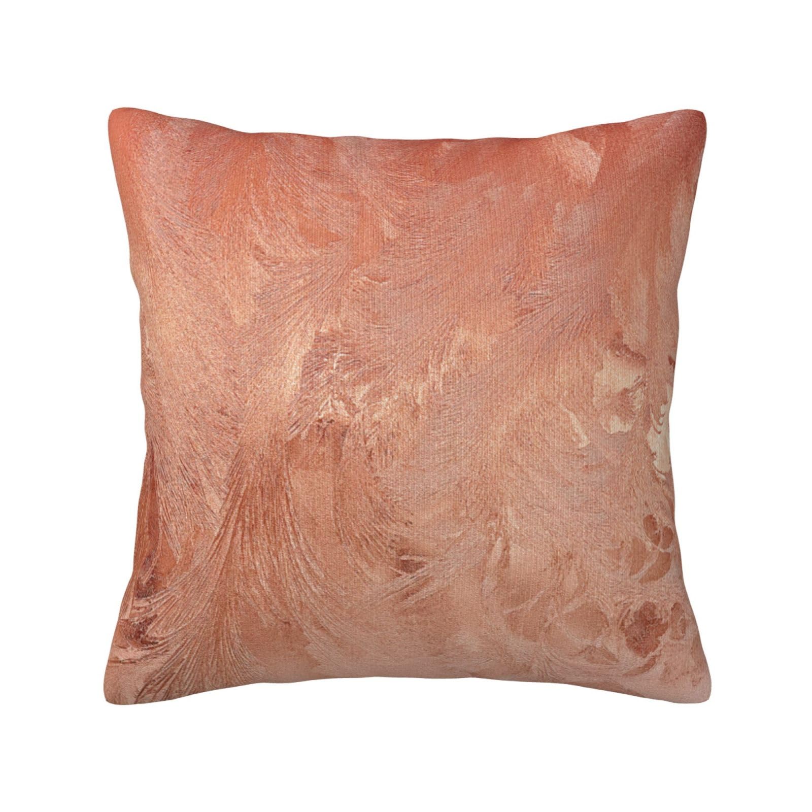 Rose Gold Copper Texture Metallic, Throw Pillow Cover Decorative Polyester Pillowcase Soft Cushion Covers 45x45 cm