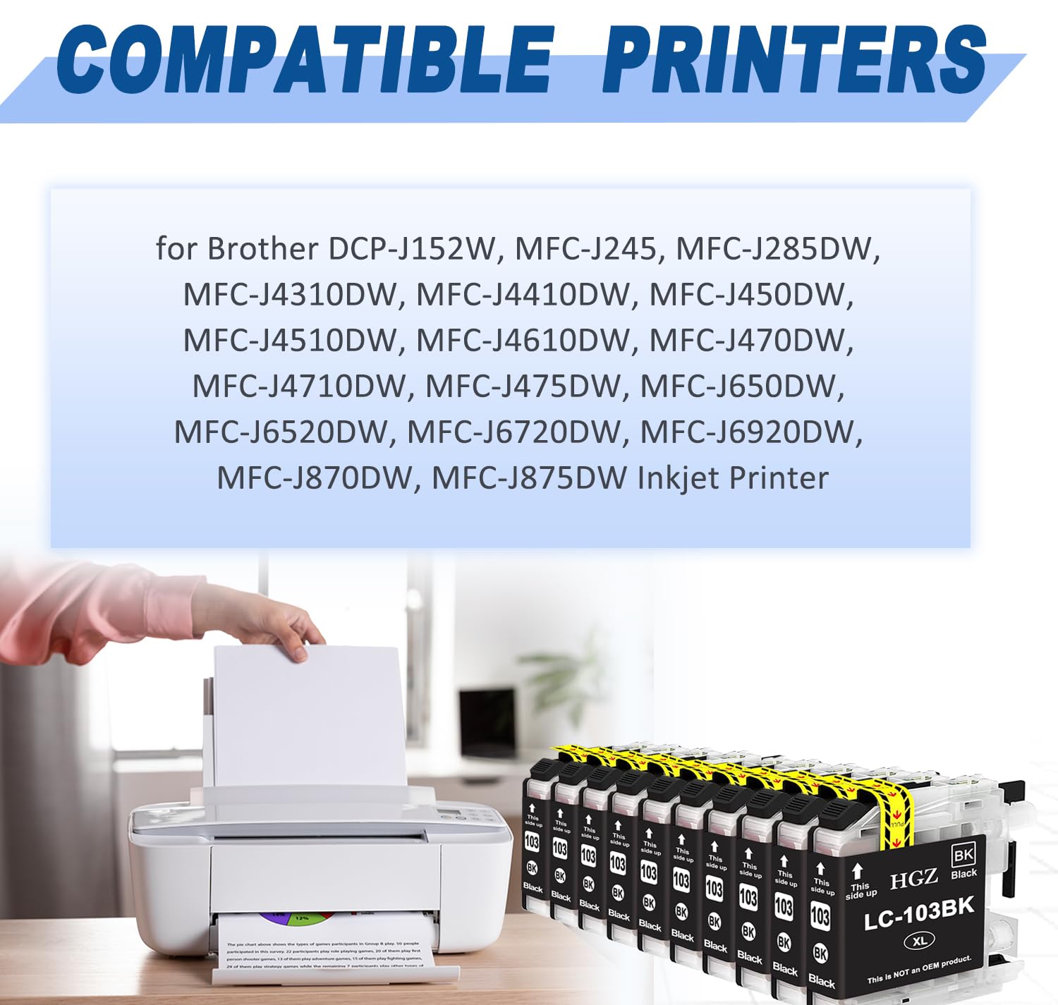 Tn 1050 Toner 10 Cartucce Compatibili Brother Per Stampanti J4610DW J4710DW J650DW J470DW J6520DW J6720DW Cartucce Canon 575 576 XL - Foto 9
